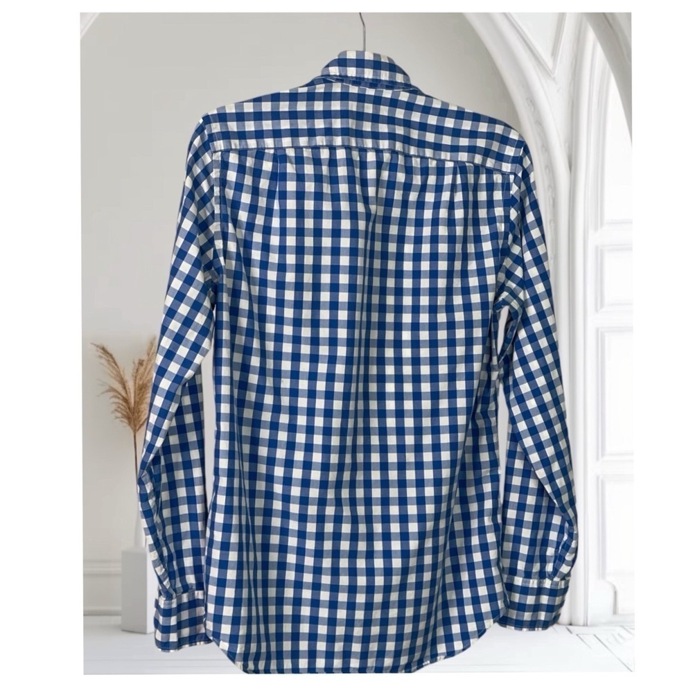 J Crew Factory Cotton Blue and White Check Button Down shirt XS - Picture 2 of 9